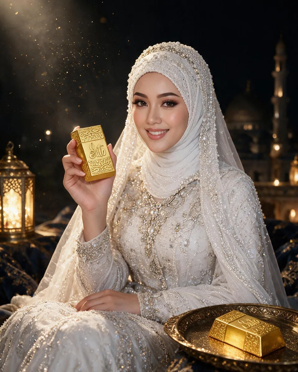 عروس تحمل قطعة ساتو
